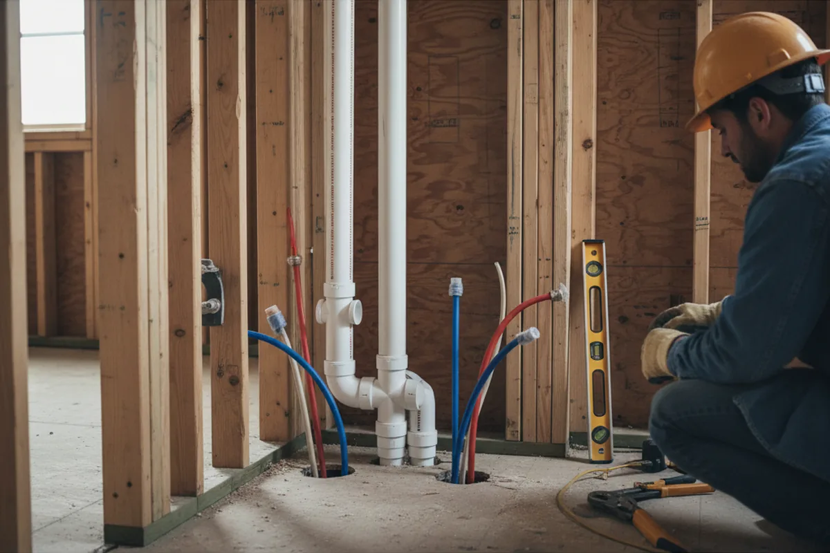 Drain and supply rough-in during Leak Detection in Granbury
