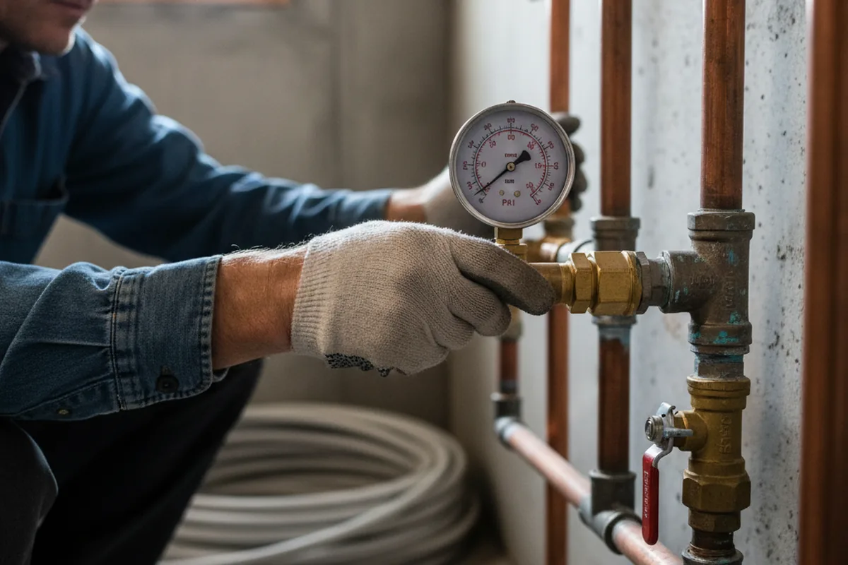 Pressure testing a repaired line during Water Line Repair in Granbury